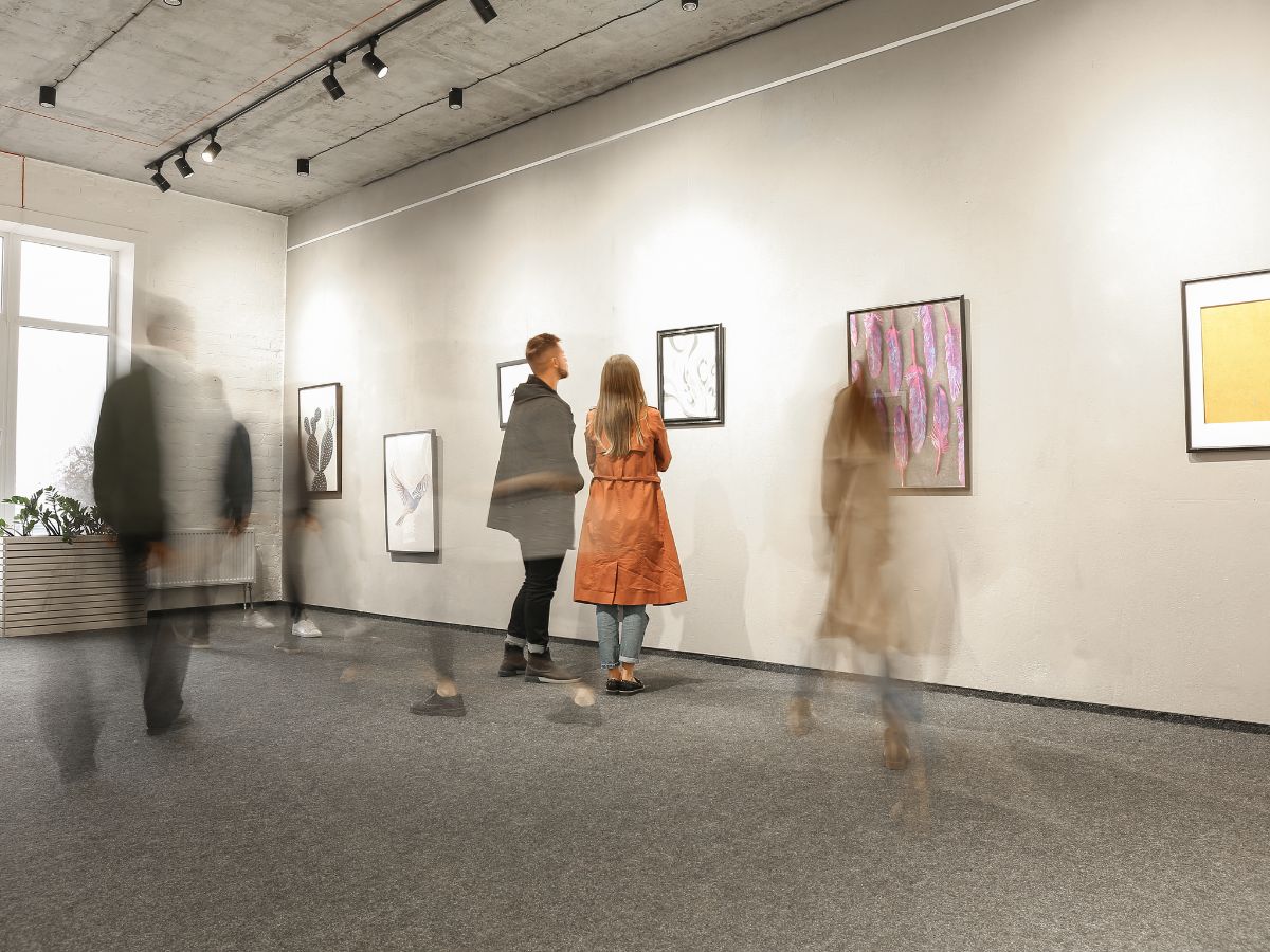 Guests at an art exhibit