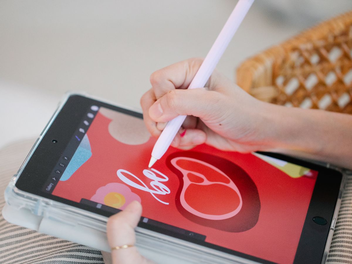 A tablet where digital art is being created