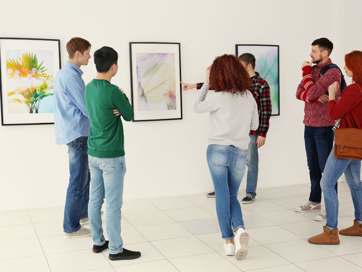 visitors at an art gallery