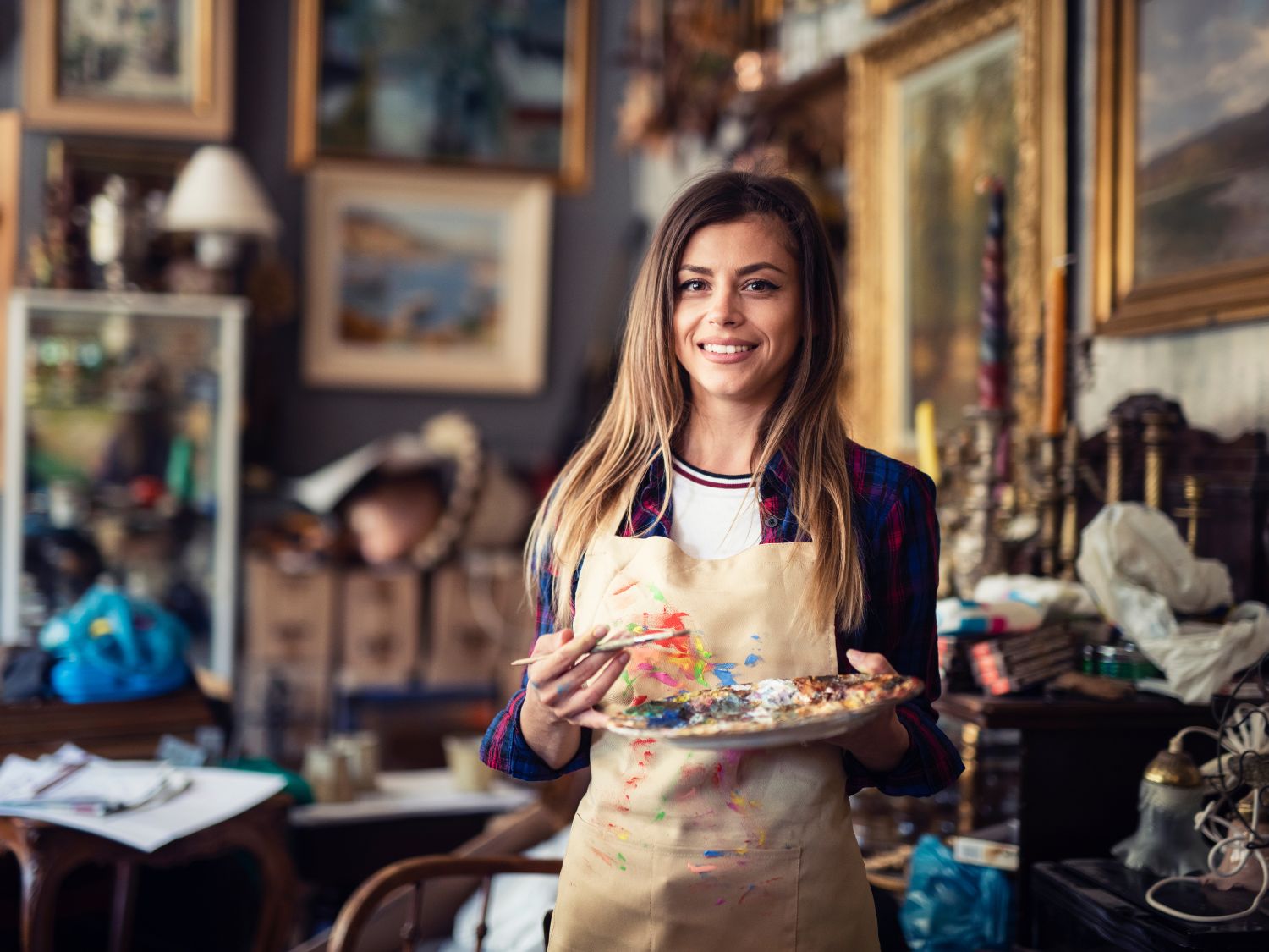 oil painter holding a palette