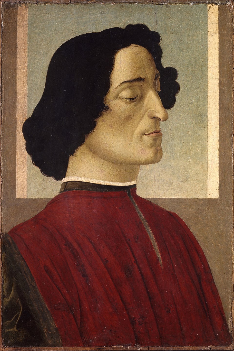 Giuliano de' Medici, tempera on panel by Sandro Botticelli, c. 1478–80, 59.5 cm x 39.3 cm; in the Accademia Carrara Collection, Lombardy, Italy.