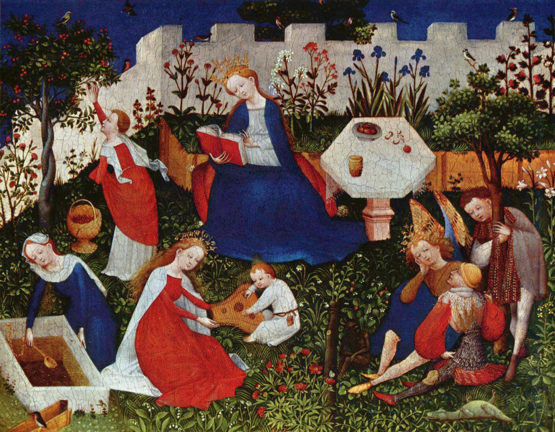 Paradiesgärtlein. Mixed technique on oak panel by Upper Rhenish Master Städel, c. 1410-1420, 26.3 cm x 33.4 cm. Städel Museum, Germany.