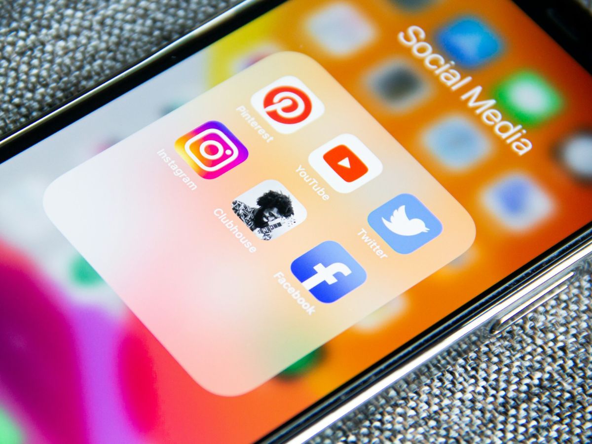 social media icons on phone display