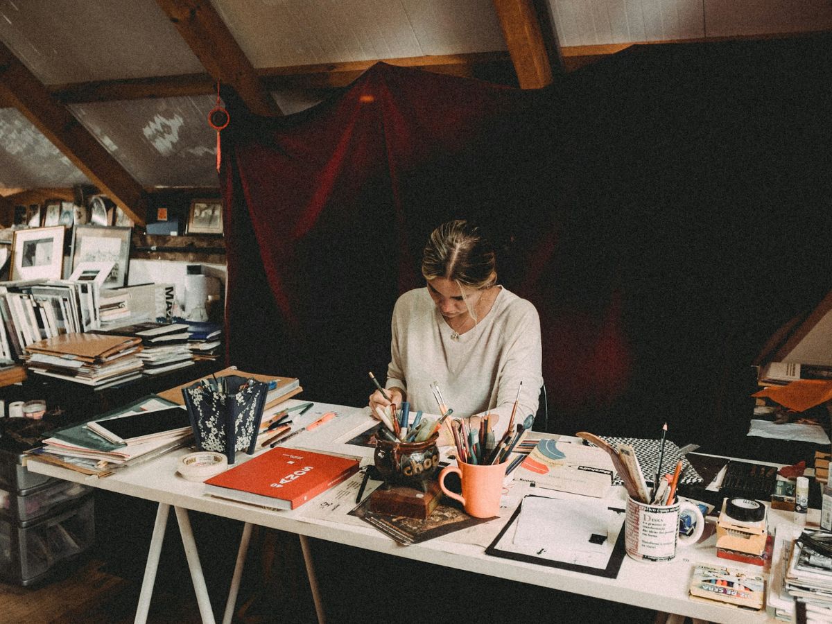 Woman inside an art studio